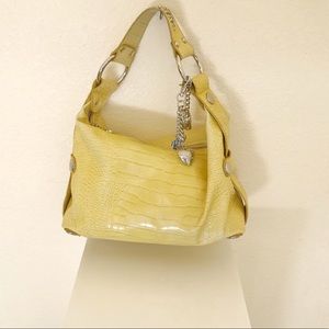 Kathy Van Zeeland yellow croc satchel